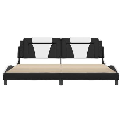 vidaXL Cadre de lit avec lumières LED noir blanc 200x200 cm similicuir