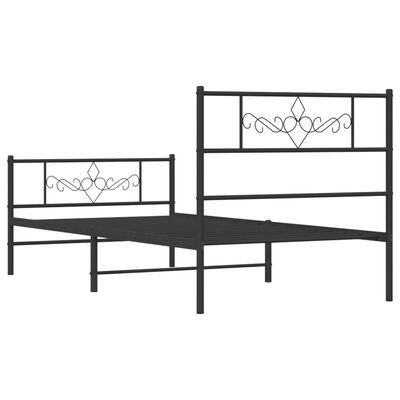 vidaXL Cadre de lit métal sans matelas avec pied de lit noir 100x190cm