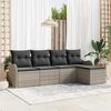 vidaXL Ensemble de canap&eacute; de jardin 5 pcs Gris clair polyrotin