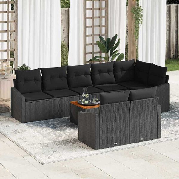 vidaXL Ensemble de canap&eacute; de jardin avec stockage 9 pcs Noir polyrotin