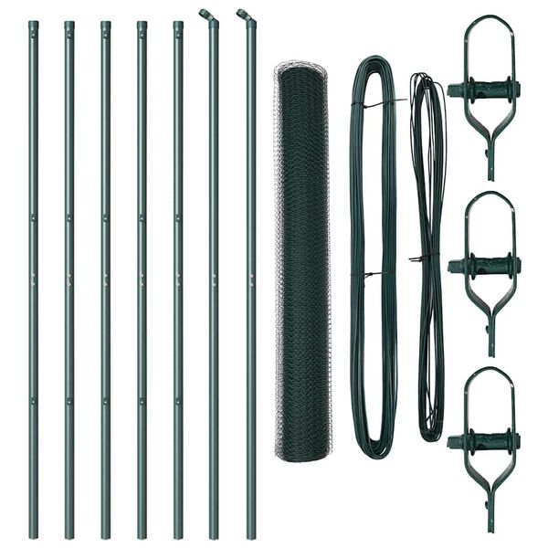 vidaXL Cl&ocirc;ture avec poteaux Vert 1.4 x 10 m Acier recouvert de PVC
