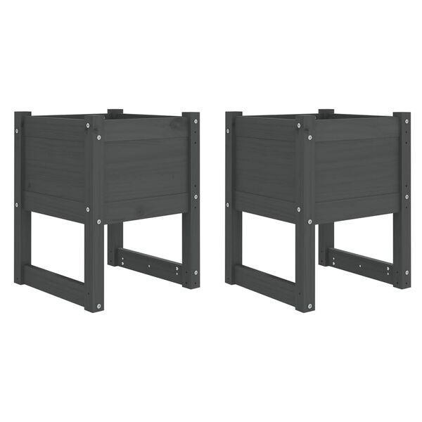 vidaXL Jardini&egrave;res 2 pcs Gris 40x40x52,5 cm Bois massif de pin