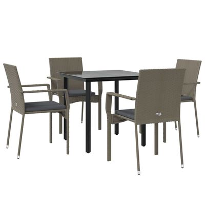 vidaXL Ensemble à manger de jardin coussins 5 pcs noir et gris