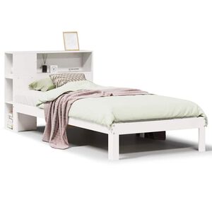 vidaXL Lit biblioth&egrave;que sans matelas blanc 75x190cm bois de pin massif
