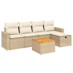 vidaXL Salon de jardin avec coussins 6 pcs beige r&eacute;sine tress&eacute;e