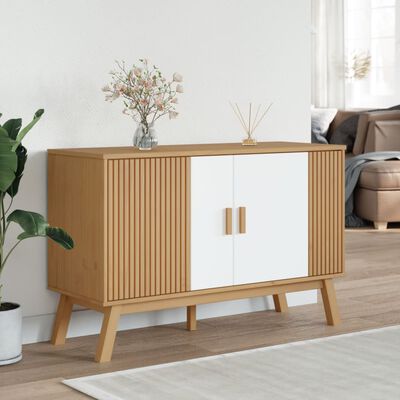 vidaXL Buffet OLDEN blanc et marron 114x43x73,5 cm bois massif de pin