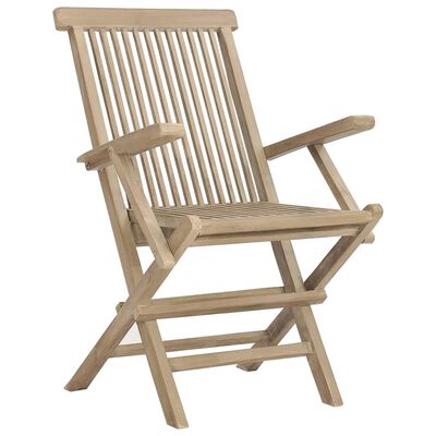 vidaXL Chaises de jardin pliantes 2pcs gris 56x61x89cm bois de teck