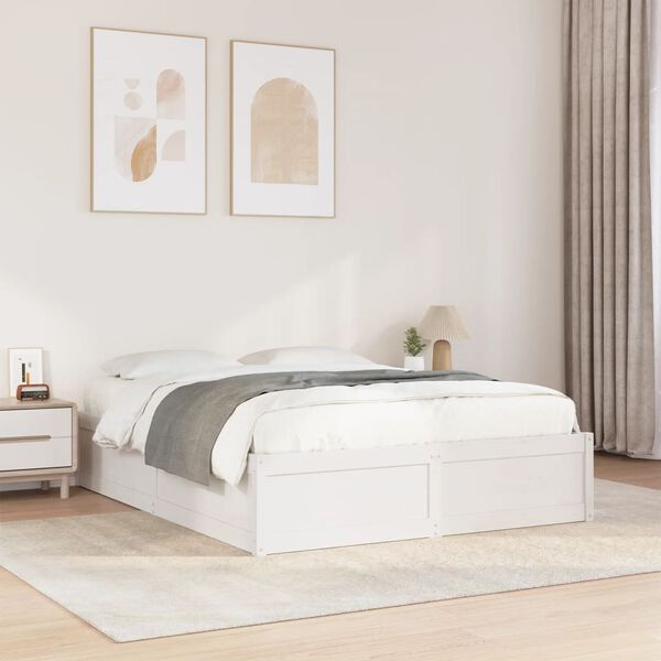 vidaXL Cadre de lit sans matelas blanc 150x200 cm bois de pin massif