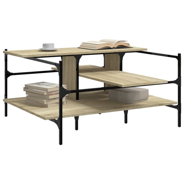 vidaXL Table basse ch&ecirc;ne sonoma 100x100x48,5 cm bois d'ing&eacute;nierie