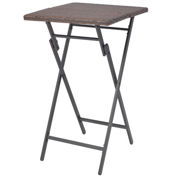 vidaXL Ensemble de bistro pliable 3 pcs Acier R&eacute;sine tress&eacute;e Marron