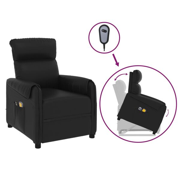 vidaXL Fauteuil de massage Noir Similicuir