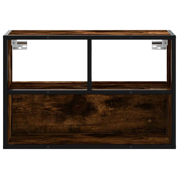 vidaXL Meuble TV ch&ecirc;ne fum&eacute; 60x31x39,5 cm bois d'ing&eacute;nierie et m&eacute;tal