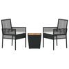 vidaXL Ensemble bistro de jardin 3 pcs Noir polyrotin