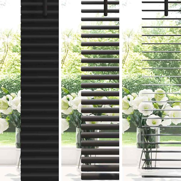 vidaXL Store de Fen&ecirc;tre avec des rideaux Noir Aluminium