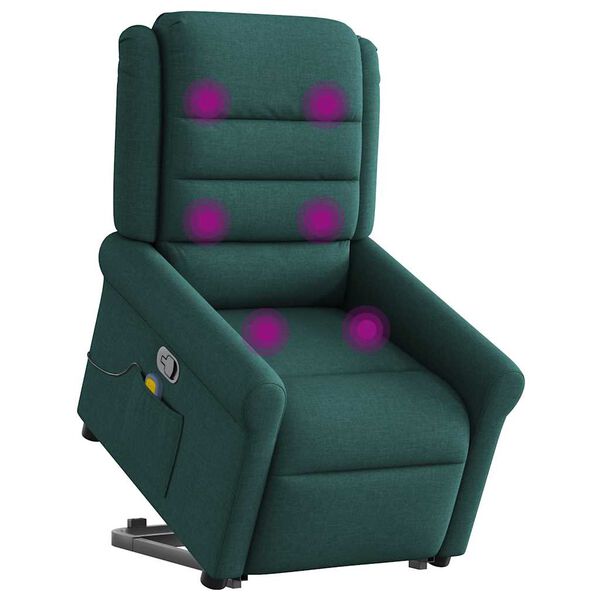 vidaXL Fauteuil inclinable de massage Vert fonc&eacute; Tissu