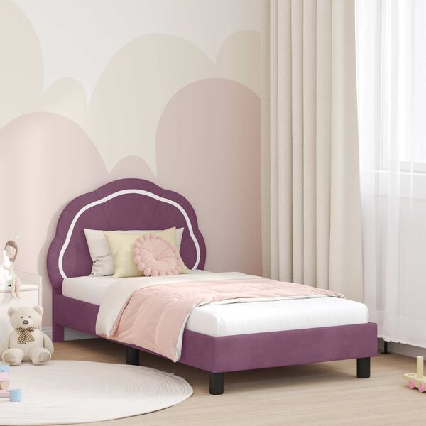 vidaXL Cadre de lit pour enfants avec t&ecirc;te de lit Violet 80 x 160 cm
