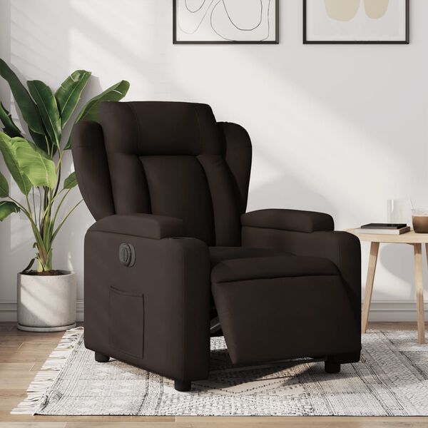 vidaXL Fauteuil inclinable &eacute;lectrique Marron fonc&eacute; Tissu