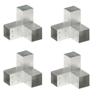 vidaXL Connecteurs de poteau 4 pcs Forme en Y M&eacute;tal galvanis&eacute; 81x81 mm