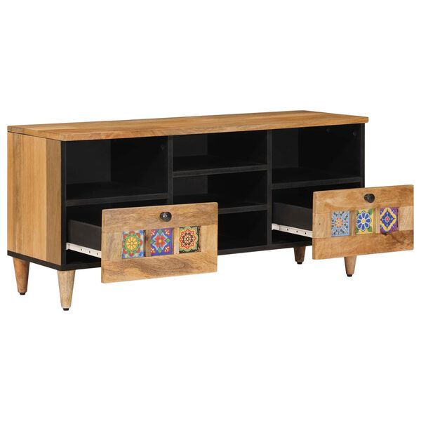vidaXL Meuble TV Naturel 100 x 33,5 x 46 cm Bois de mangue massif