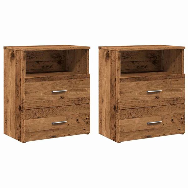 vidaXL Tables de chevet 2 pcs vieux bois 50x32x60 cm bois d'ing&eacute;nierie