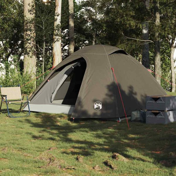 vidaXL Tente de camping &agrave; d&ocirc;me 3 personne marron imperm&eacute;able