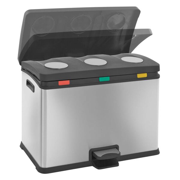 EKO Poubelle &agrave; p&eacute;dale Rejoice 3x12 L Argent&eacute; mat