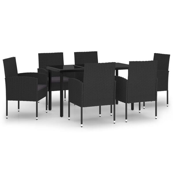 vidaXL Ensemble à manger de jardin 7 pcs Noir