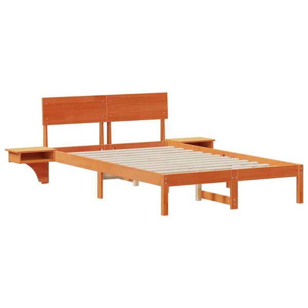 vidaXL Cadre de lit avec t&ecirc;te de lit Brun cire 120 x 200 cm Pin massif