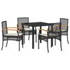 vidaXL Ensemble de salle &agrave; manger pour jardin 5 pcs Noir polyrotin