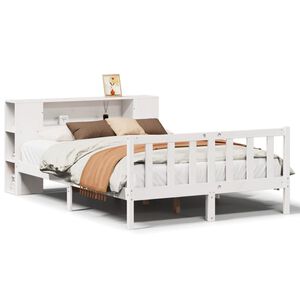 vidaXL Lit biblioth&egrave;que sans matelas blanc 120x190 cm bois pin massif