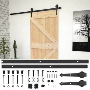 vidaXL Porte coulissante Naturel et noir 90 x 210 cm