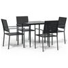 vidaXL Ensemble &agrave; manger de jardin 5 pcs r&eacute;sine tress&eacute;e acier