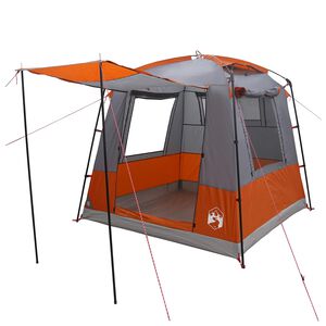 vidaXL Tente de f&ecirc;te 4 personne Gris et orange