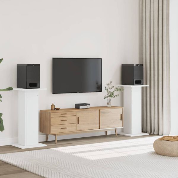 vidaXL Supports de haut-parleurs 2 pcs blanc bois d'ing&eacute;nierie