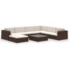 vidaXL Salon de jardin 8 pcs avec coussins r&eacute;sine tress&eacute;e marron
