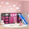 vidaXL Lit mezzanine enfants avec rideaux sans matelas rose 90x190 cm