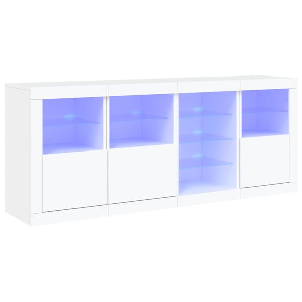 vidaXL Buffet avec lumi&egrave;res LED blanc 164x37x67 cm