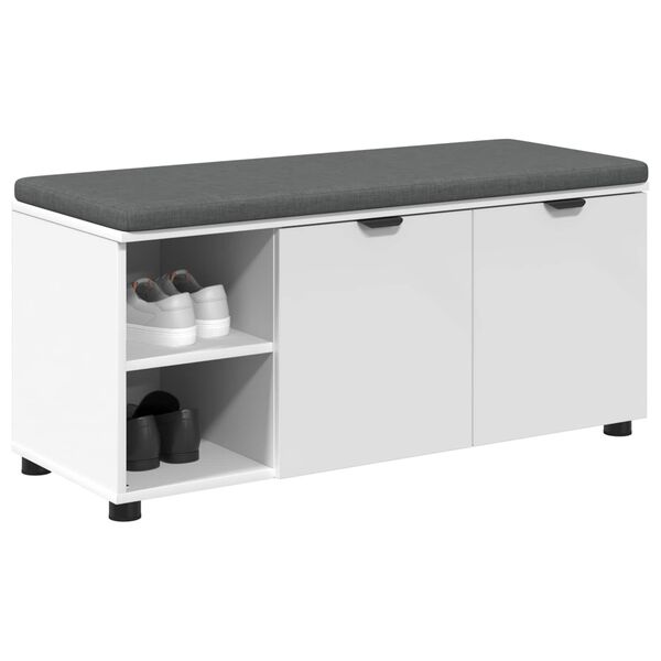 vidaXL Banc d'entr&eacute;e Blanc 100 x 38 x 46 cm Bois Ing&eacute;nierie et Tissu