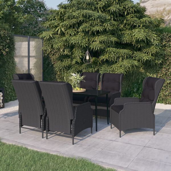 vidaXL Ensemble &agrave; manger de jardin 7 pcs Gris fonc&eacute;