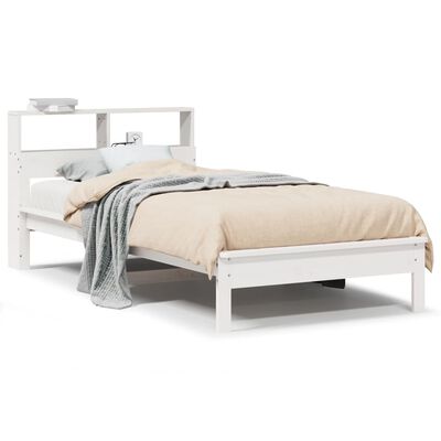 vidaXL Lit bibliothèque sans matelas blanc 75x190cm bois de pin massif