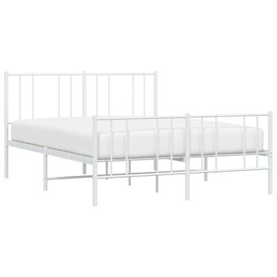 vidaXL Cadre de lit métal sans matelas et pied de lit blanc 150x200 cm