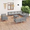 vidaXL Salon de jardin 12 pcs Bois de pin massif Gris