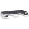 vidaXL Salon de jardin 11 pcs avec coussins blanc bois de pin