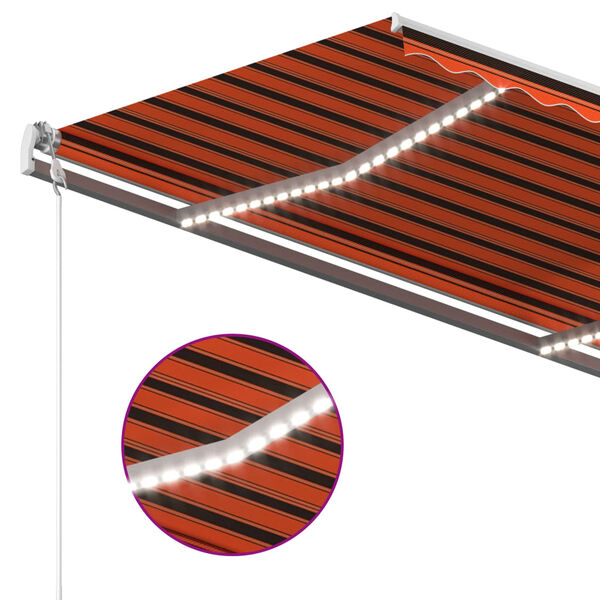 vidaXL Auvent manuel r&eacute;tractable avec LED 3x2,5 m Orange et marron