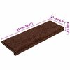 vidaXL Tapis d'escalier 15 pi&egrave;ces 65 x 21 x 4 cm Marron Bord rectangulaire