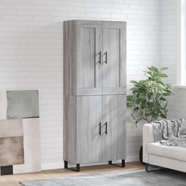 vidaXL Buffet haut Sonoma gris 69,5x34x180 cm Bois d'ing&eacute;nierie