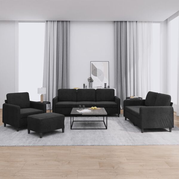 vidaXL Ensemble de canap&eacute;s 4 pcs noir velours