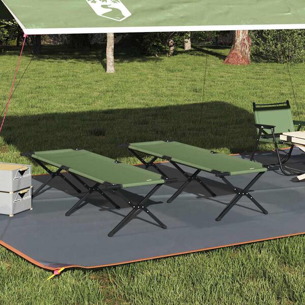 vidaXL Lit de camping pliant 2 pcs Vert 193 x 69 x 45 cm Tissu Oxford