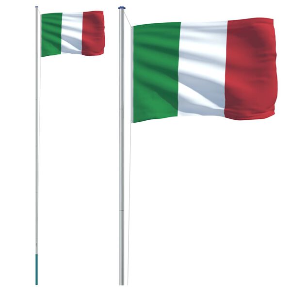 vidaXL Drapeau de l'Italie et m&acirc;t 6,23 m Aluminium