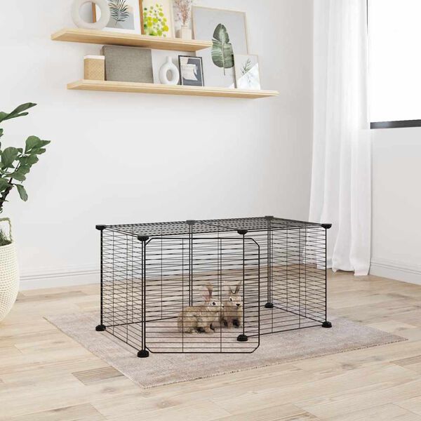vidaXL Cage animaux de compagnie à 8 panneaux et porte Noir 35x35 cm